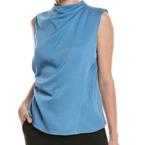 NEW A.L.C. Amira Top Oceania Blue Draped Sleeveless Blouse Shirt Size 8 NWT $295